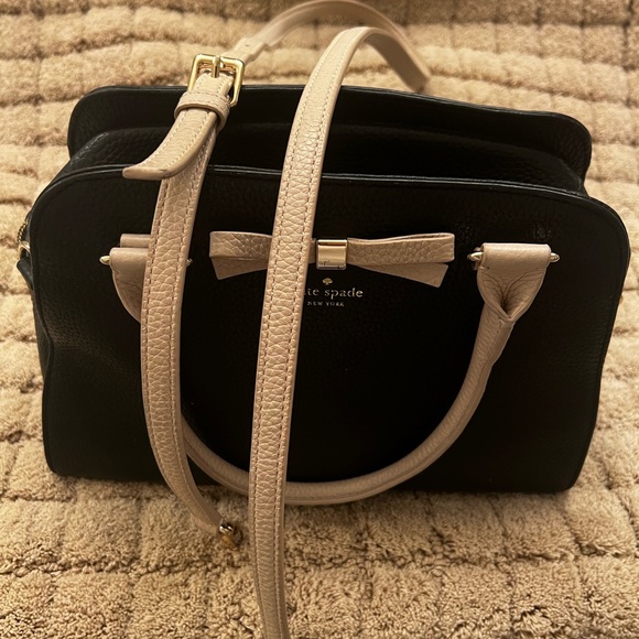 kate spade Black and Cream Bow-Accent Satchel with Gold Hardware - Picture 5 of 9